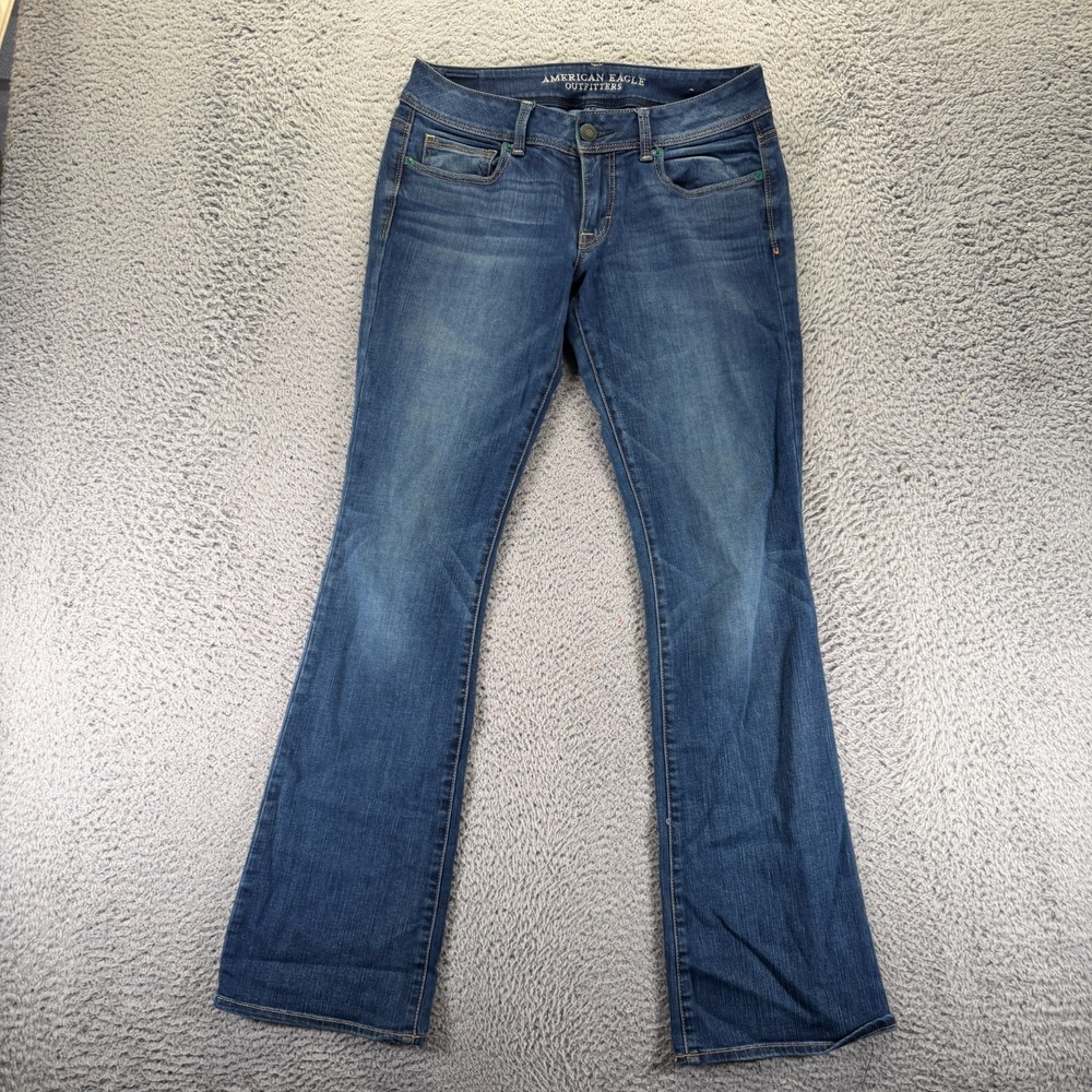 American Eagle Outfitters Kick Jeans Womens 6 Blue Cotton Denim Bootcut‎ Faded